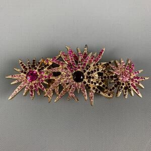OSCAR DE LA RENTA Pink Rhinestones Metal Belt Buckle